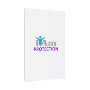 Inspirational wall art with 'I Am Protection' message and logo design.