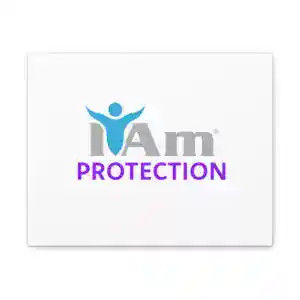 I Am Protection logo with a blue figure and purple text on white background.