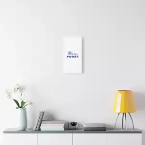 Inspirational 'I Am Power' canvas wall art on a white wall.