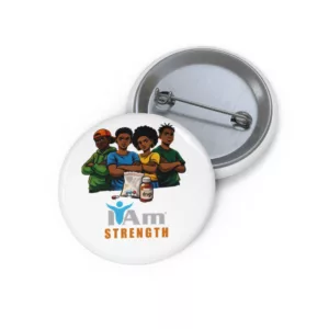 Empowerment badge with diverse youth promoting strength and drug prevention.