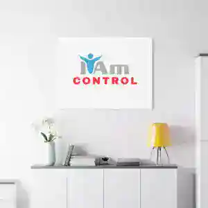 Inspirational wall art with the phrase 'I Am Control' in a modern home decor setting.