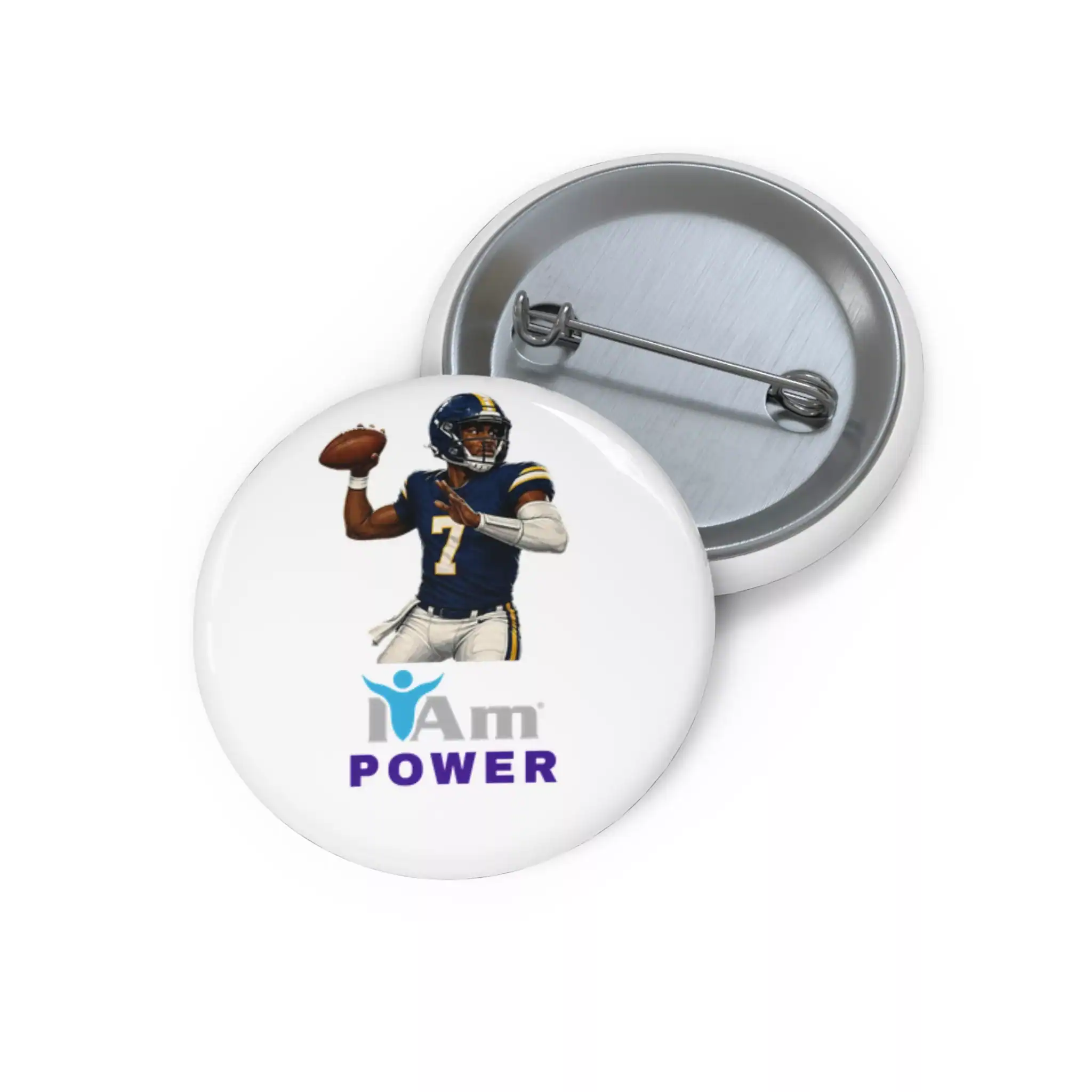 306880648858445419_2048.webp Football player badge with 'I Am Power' slogan and empowerment symbol.