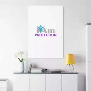 Inspirational wall art with 'I Am Protection' message on a white background.