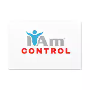 Inspirational wall art with 'I Am Control' message and human figure design.