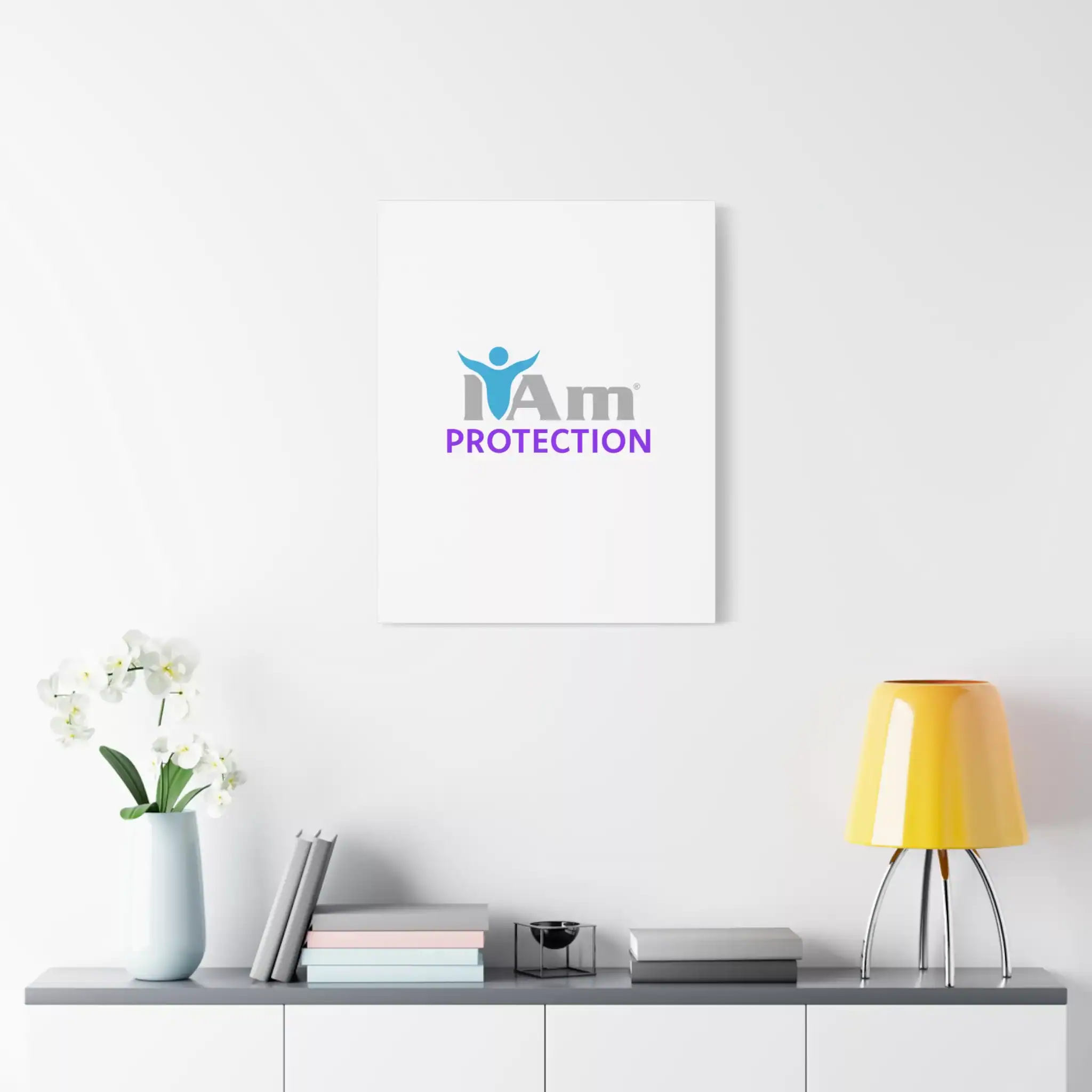4167798233855706390_2048.webp Inspirational wall art with 'I Am Protection' message on a white wall.