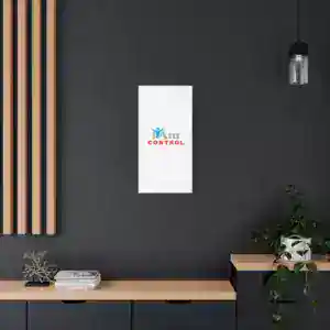 Minimalist wall art with 'I Am Control' message in modern home decor setting.