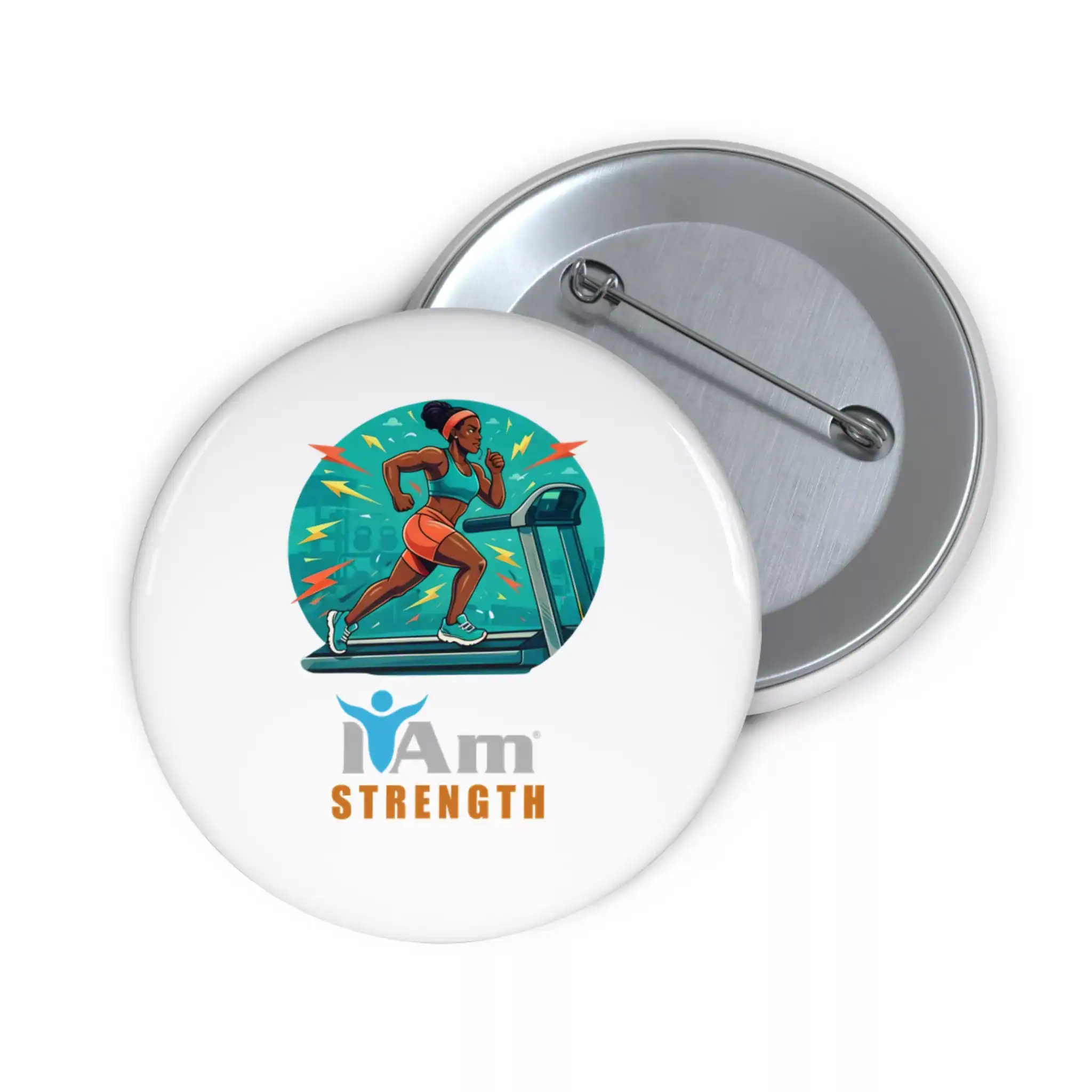 5037198473636607555_2048.webp Empowerment badge with a running woman and 'I Am Strength' text for health motivation.