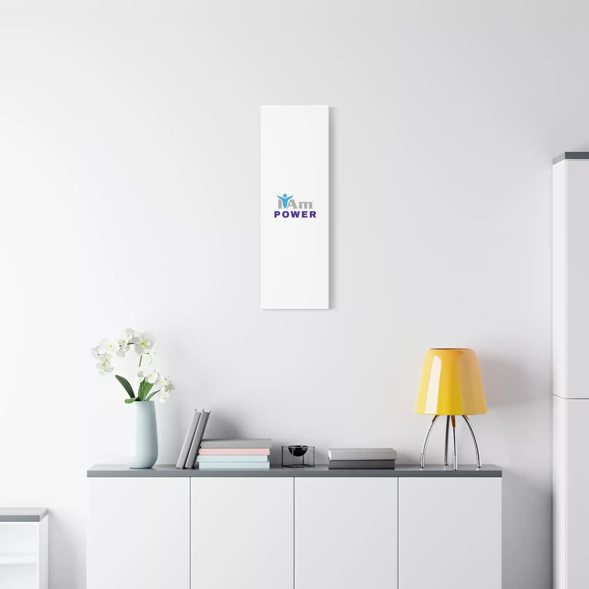 5250484467690403551_2048.webp Minimalist wall art with 'I Am Power' message in a modern room setting.