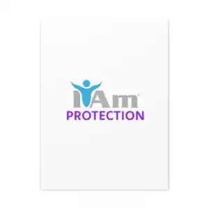 Inspirational wall art with 'I Am Protection' message and figure icon.