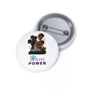 Empowerment badge for creators with film camera and 'I Am Power' text.