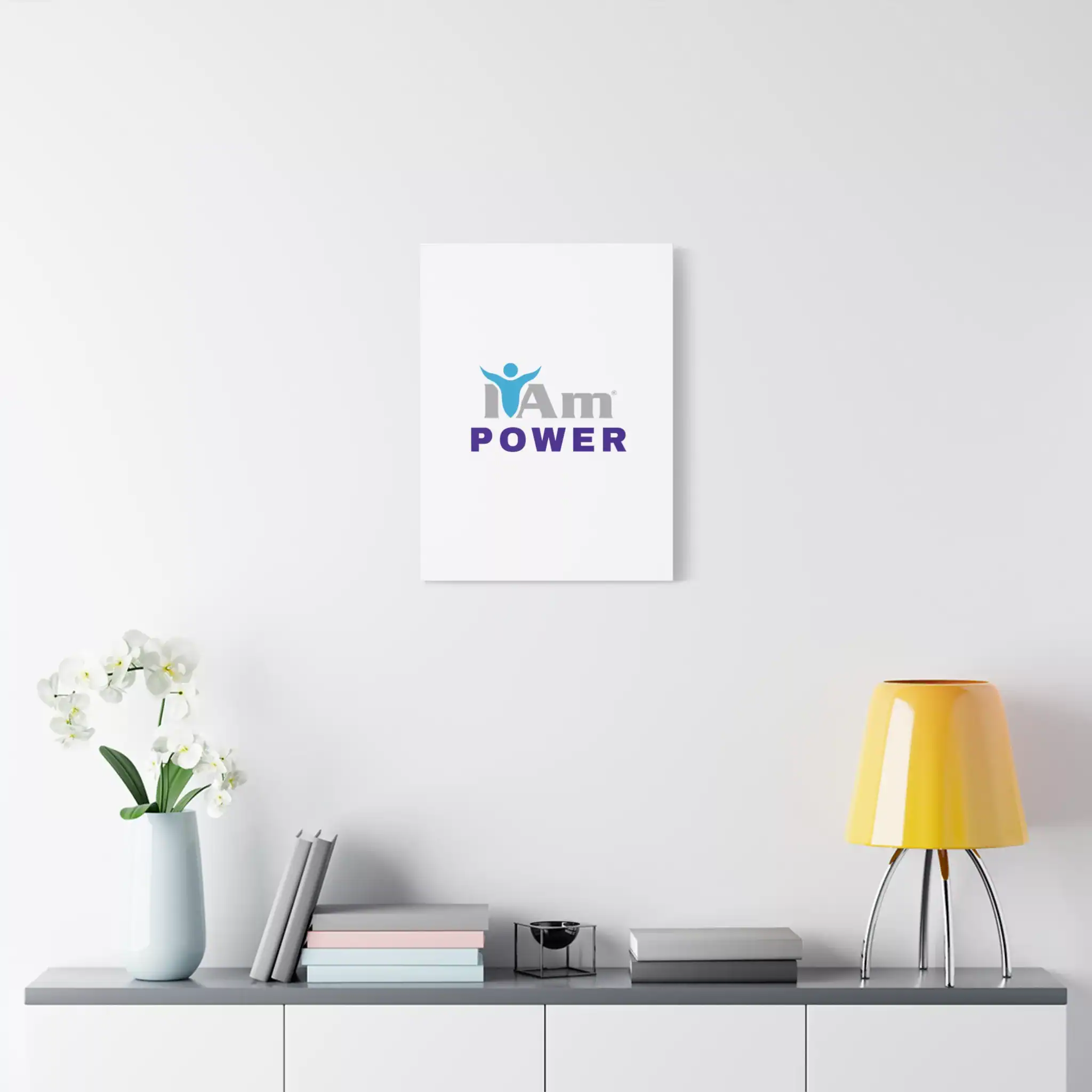 5561959442959763887_2048.webp Inspirational wall art with 'I Am Power' message on a white wall.