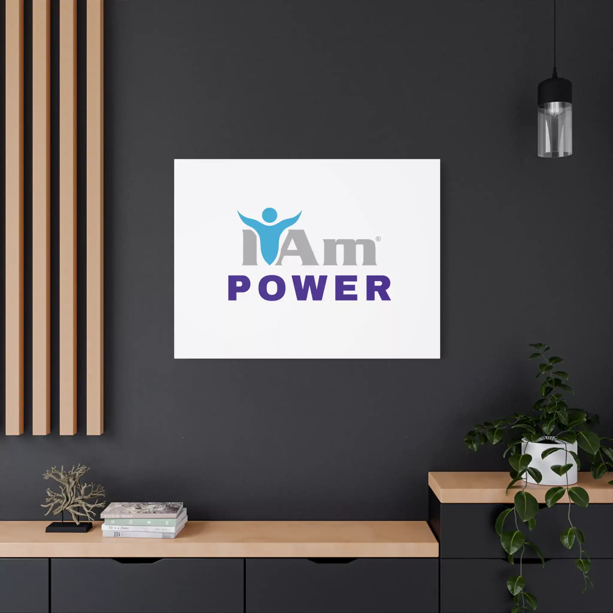 5568783617377185385_2048.webp Inspirational wall art with 'I Am Power' message on a white canvas.