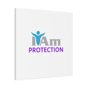Inspirational wall art with 'I Am Protection' message and logo design.