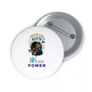 Trailblazer GPS badge with a woman and empowerment message.