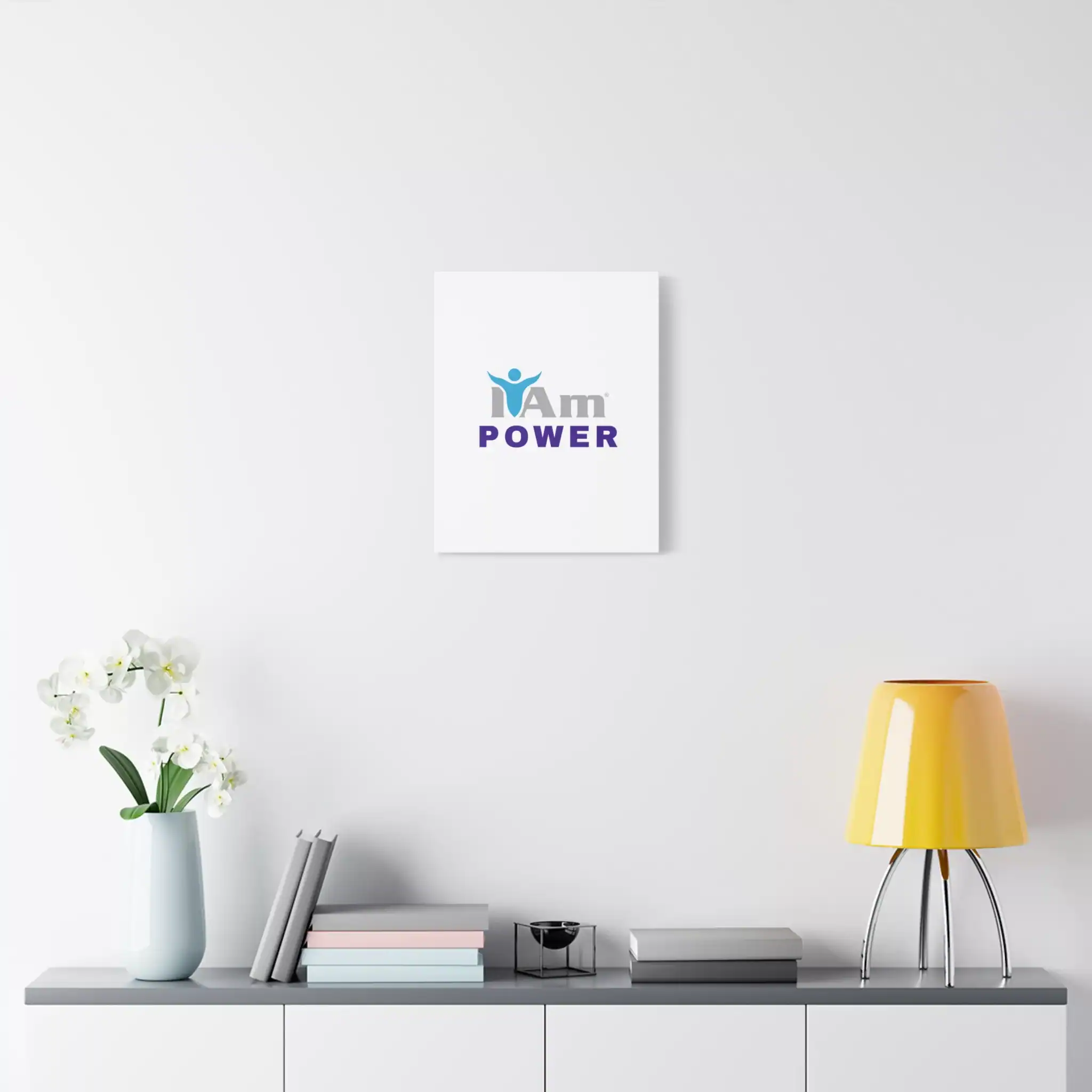 6277678371511677325_2048.webp Inspirational wall art with 'I Am Power' message on a white wall.