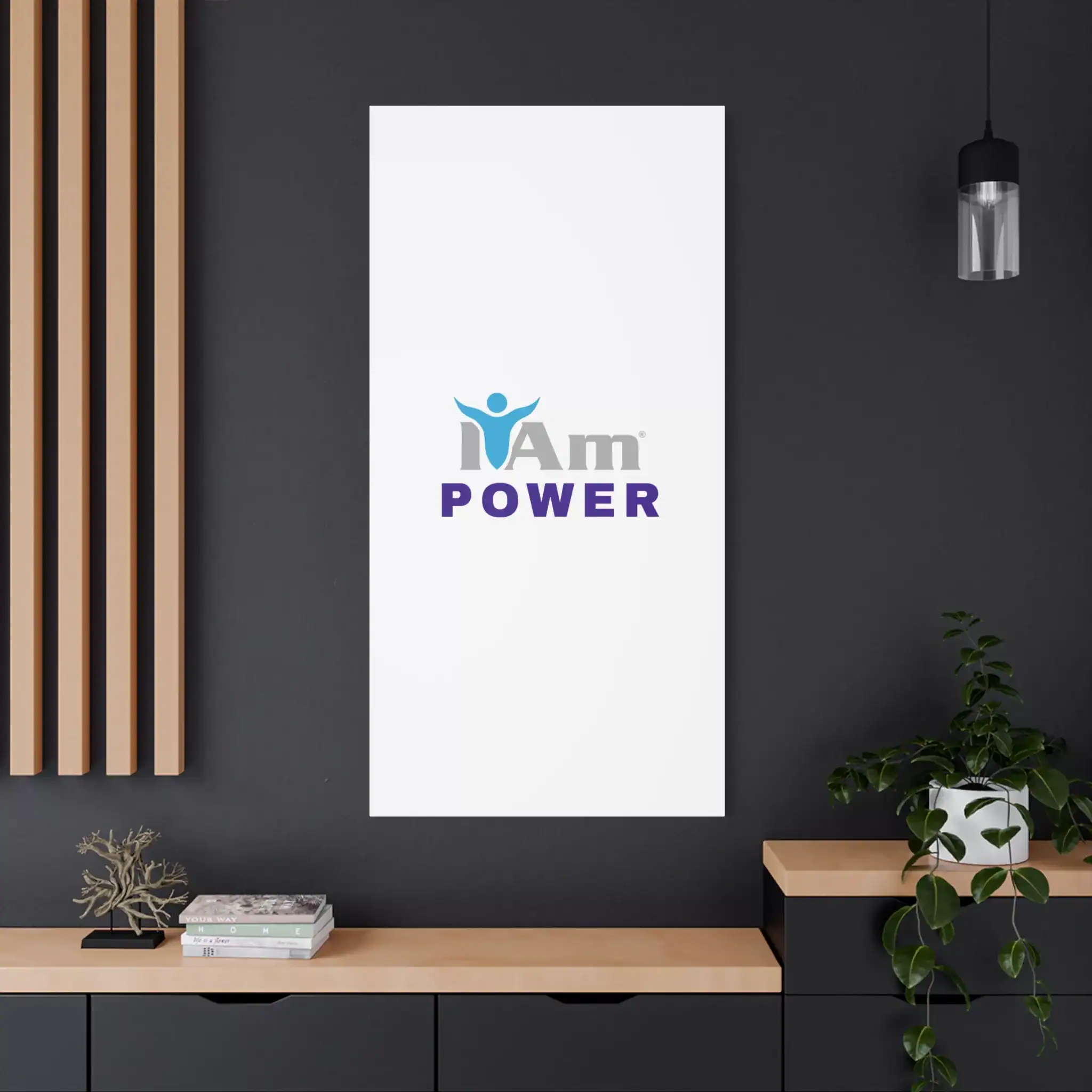 6400260059491816143_2048.webp Inspirational wall art with 'I Am Power' message on a white canvas.