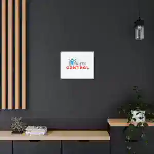 Inspirational wall art with 'I Am Control' message in modern home decor setting.