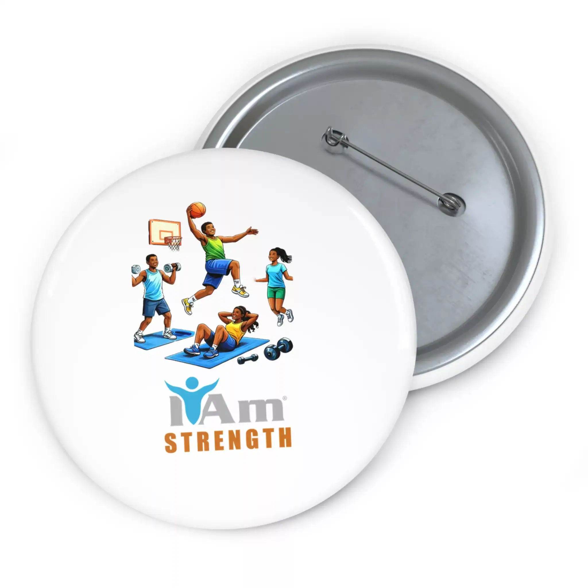 6881856071931856942_2048.webp Empowerment badge with diverse children engaging in sports and fitness activities.