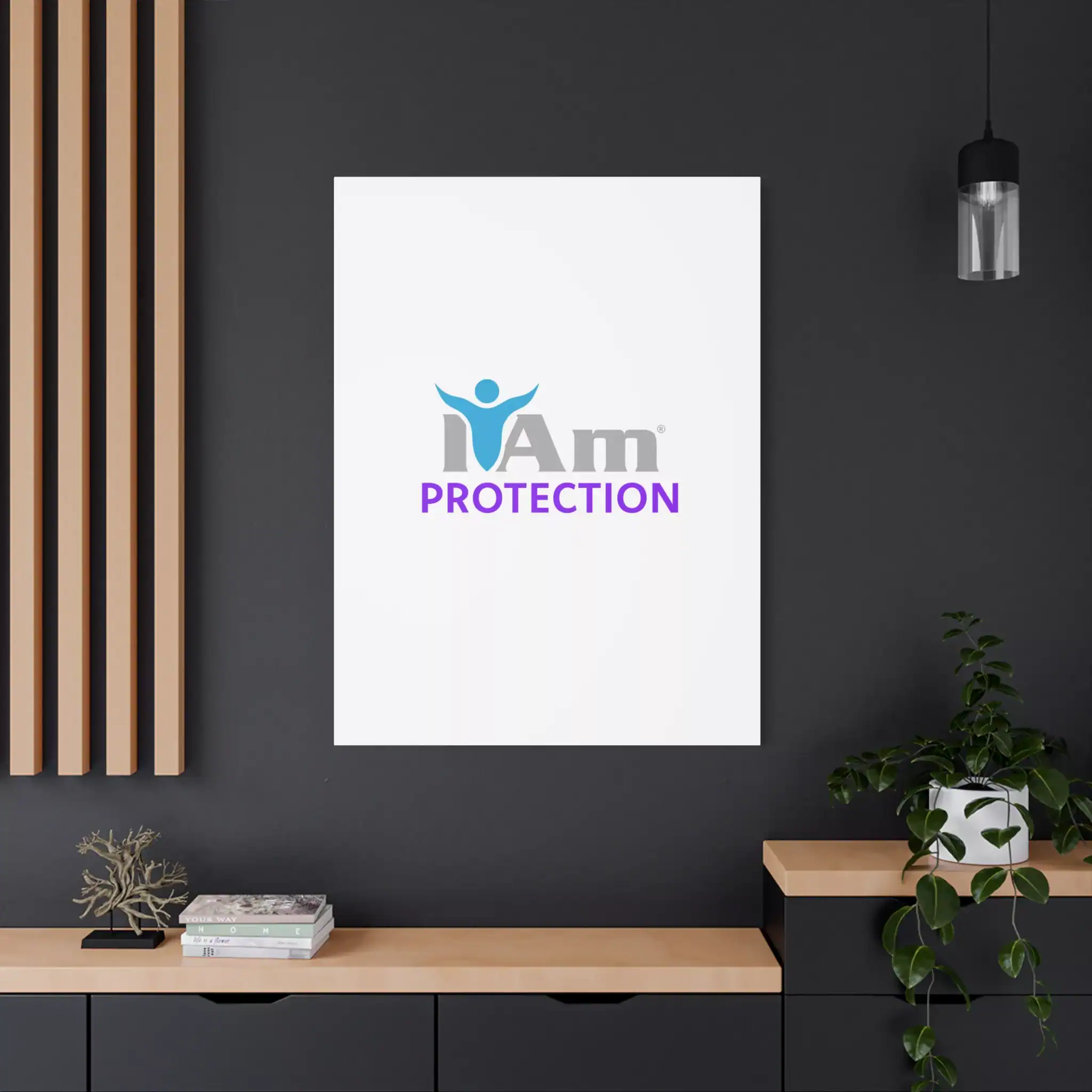 7258194697944109391_2048.webp Inspirational wall art with 'I Am Protection' message on a white canvas.