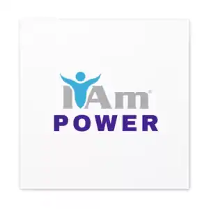 Inspirational 'I Am Power' logo with a person icon and bold text.