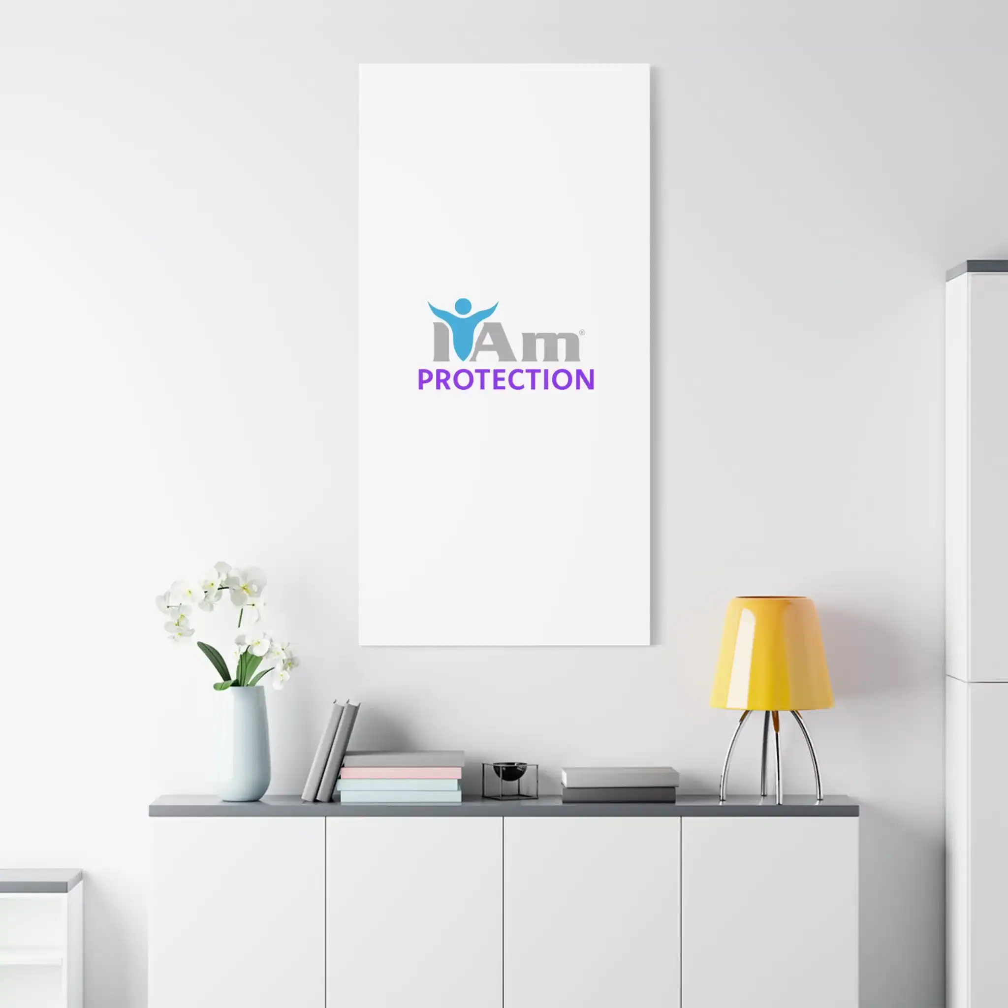 7743591915857442711_2048.webp Minimalist wall art with 'I Am Protection' message in a modern interior.