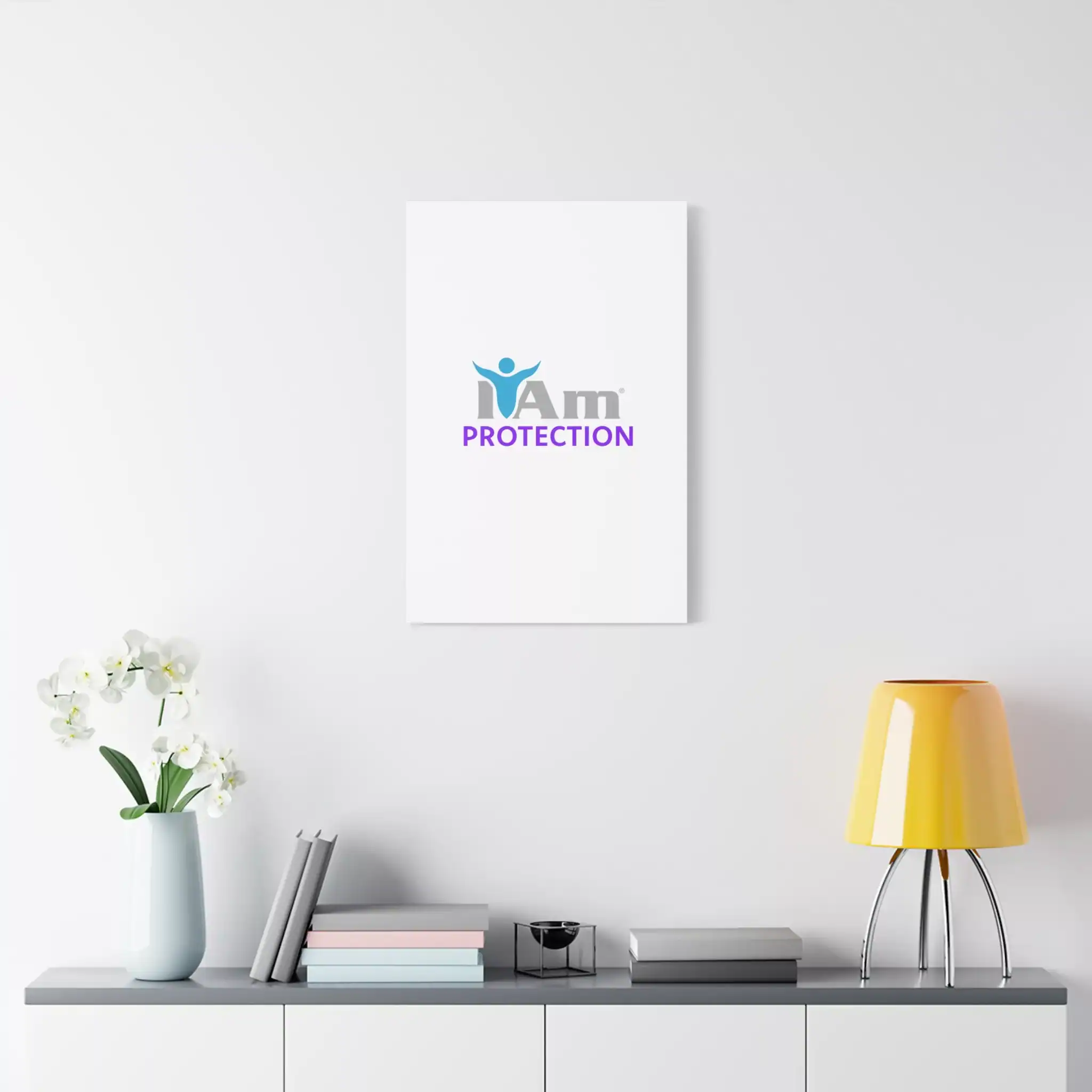 781896354928358793_2048.webp Inspirational wall art with 'I Am Protection' message on a white wall.