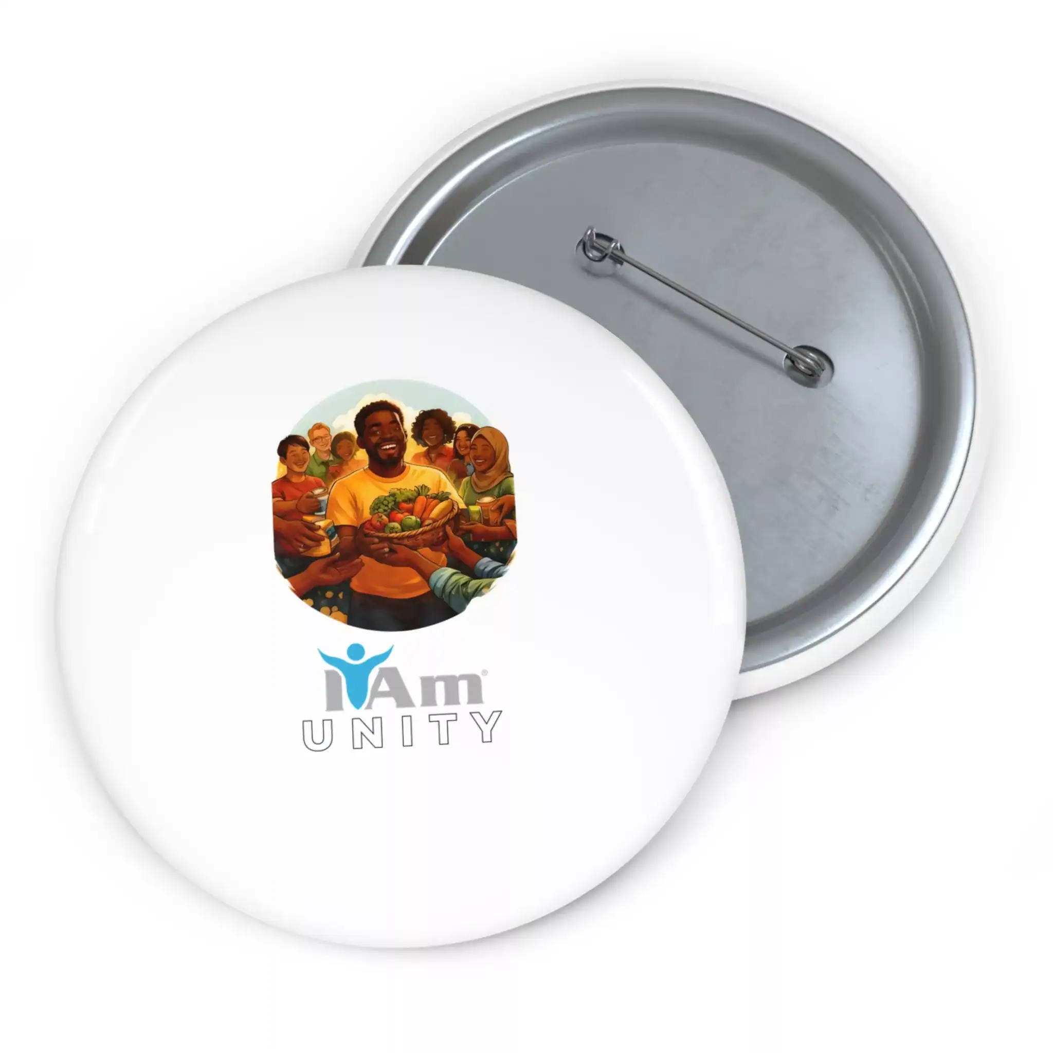 8127890141181611316_2048.webp Badge with 'I Am Unity' and 'I Am Abundance' message featuring diverse group of people.