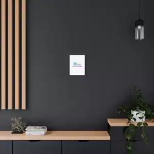 Protection-themed wall art on a dark gray wall in modern interior.