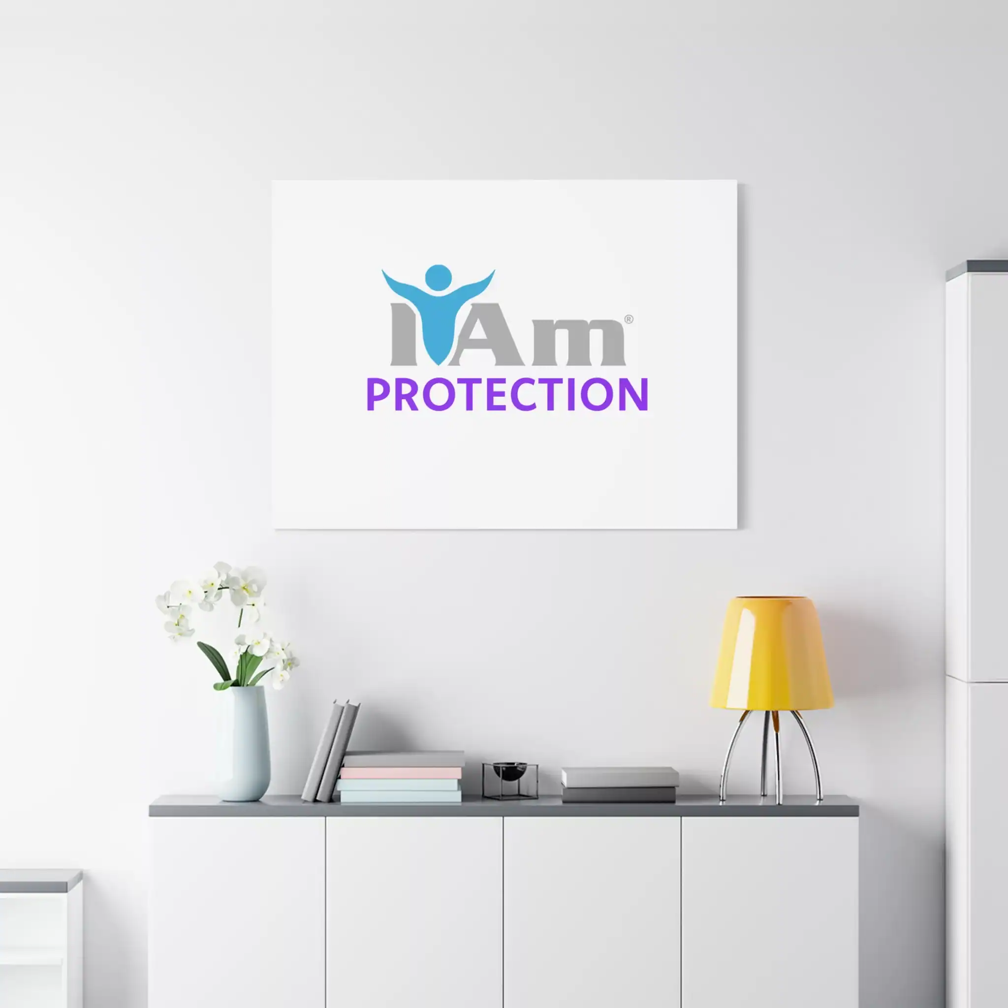8676373406021735953_2048.webp Inspirational wall art with 'I Am Protection' message on a white wall.