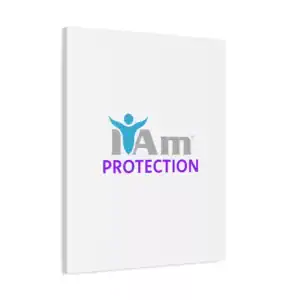 Inspirational wall art with 'I Am Protection' message and figure icon.
