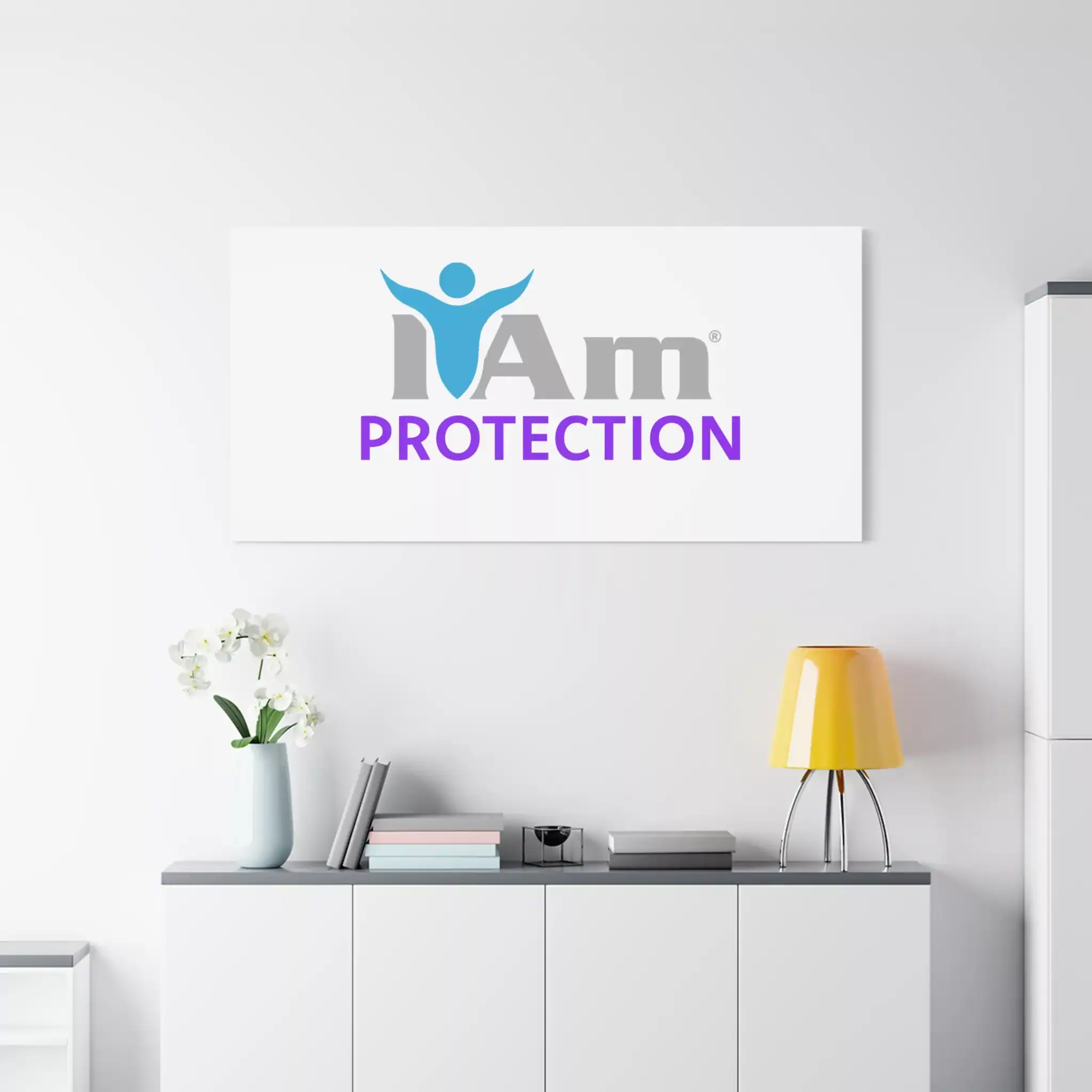 9535591383631565523_2048.webp Inspirational wall art with 'I Am Protection' message on a white wall.