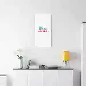 Minimalist wall art with 'I Am Control' message in a modern home decor setting.