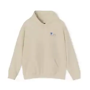 Cream-colored hoodie with 'I Am Peace' logo on chest, casual style.