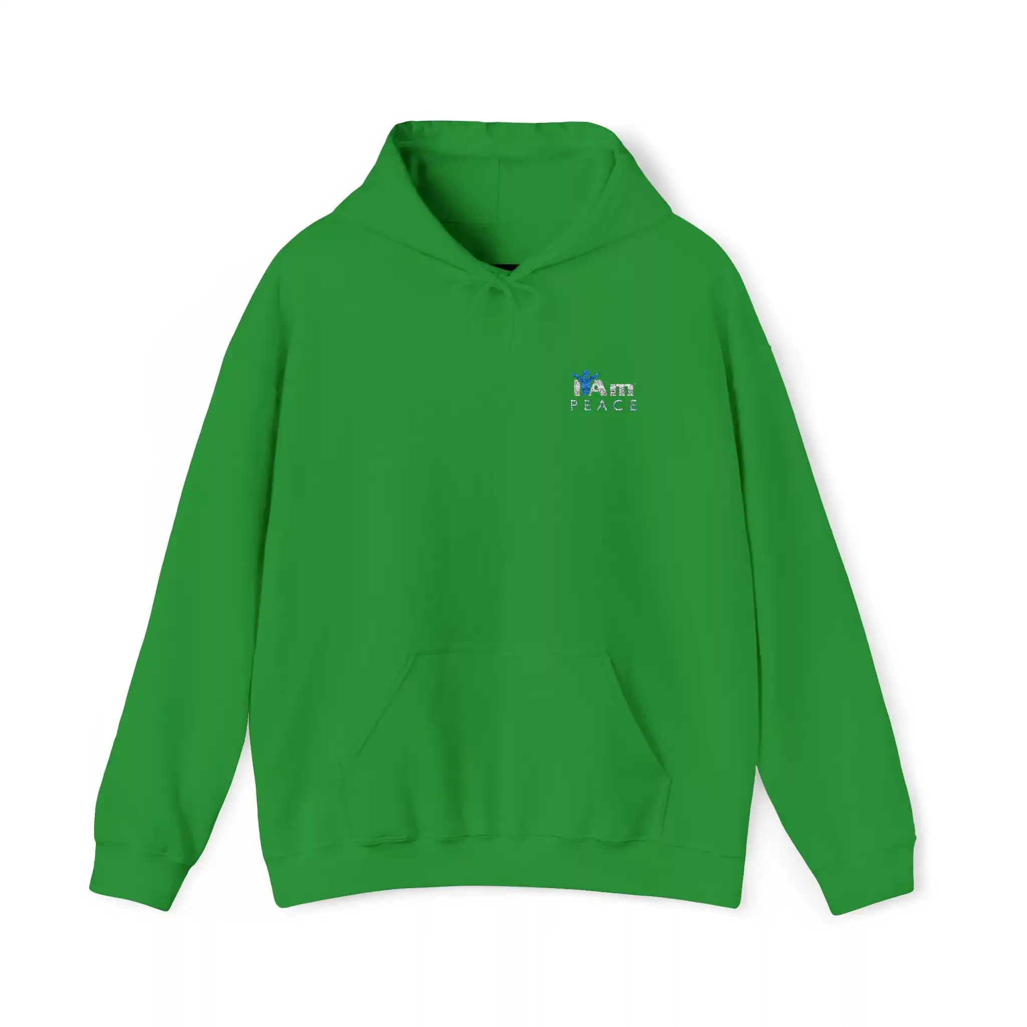 2252540655056957116_2048.webp Green hoodie with 'I am PEACE' embroidery for comfort and style.