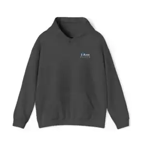 Dark hoodie with 'I Am Peace' embroidery on chest, casual and comfortable.