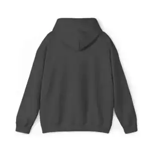 Dark hoodie with a hood, plain design, front view, casual wear.