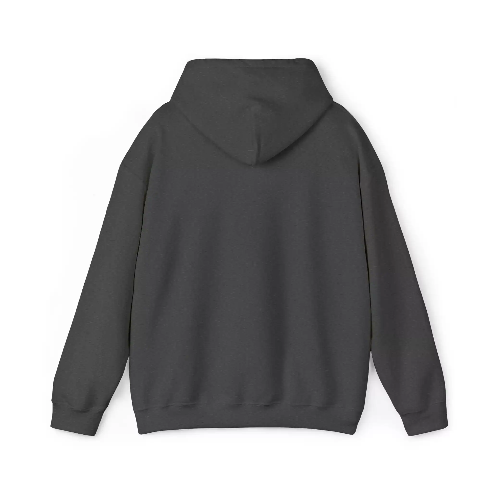 6402476445418269565_2048.webp Dark hoodie with a hood, plain design, front view, casual wear.