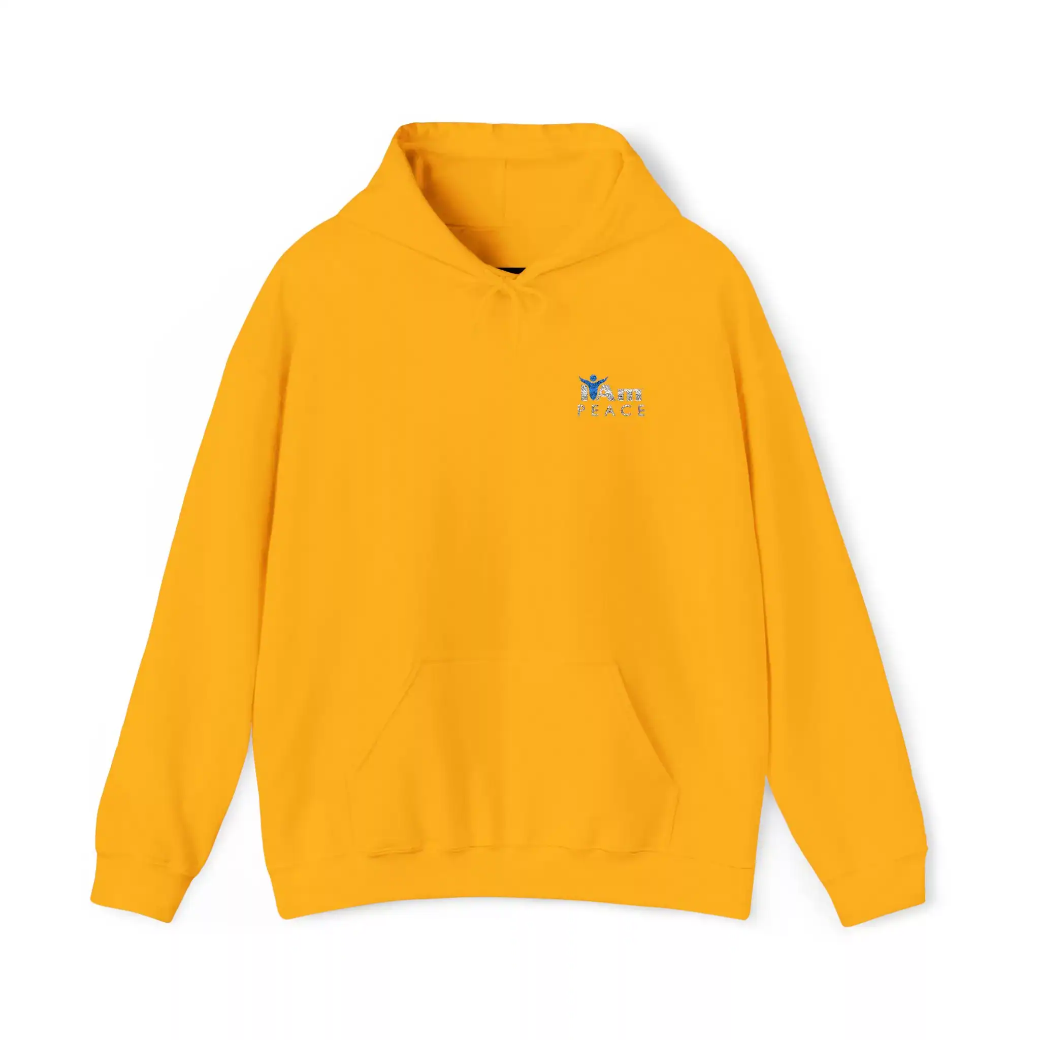 6481557734785408433_2048.webp Yellow hoodie with 'I Am Peace' embroidery on the chest.