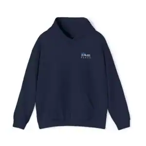 Dark blue hoodie with 'I Am Peace' embroidery on the chest.